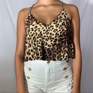 Cheetah cropped cami tank top size: small